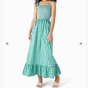 Kate Spade Green Gingham Maxi Dress